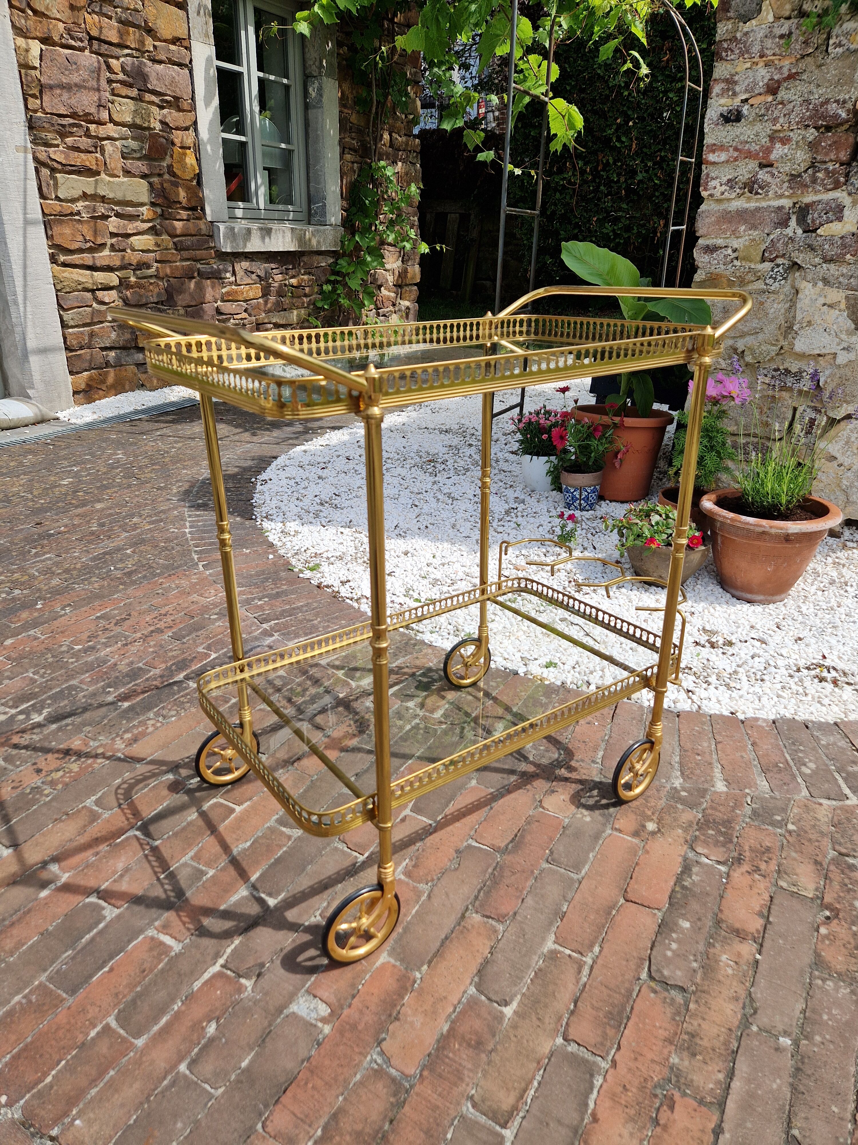 Mid-century dessert table in pierced brass, 1950-60
