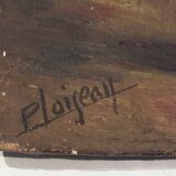 Old painting on panel - still life with carnations, signed P.Loiseau