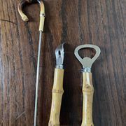 Couverts de service ouvre-bouteilles manches bambou