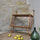 Etagère murale vintage en bois et rotin