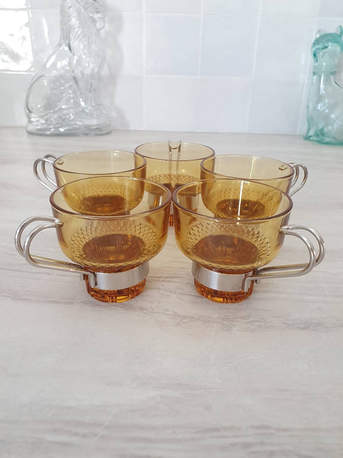 Amber glass italian espresso cups