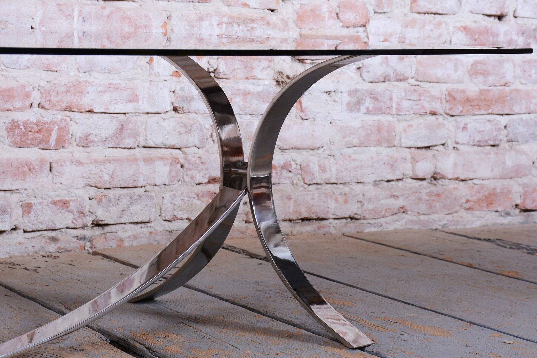 Mid-Century Modern Dining Table in Chrome and Glass by O. Borsani, 1960s
