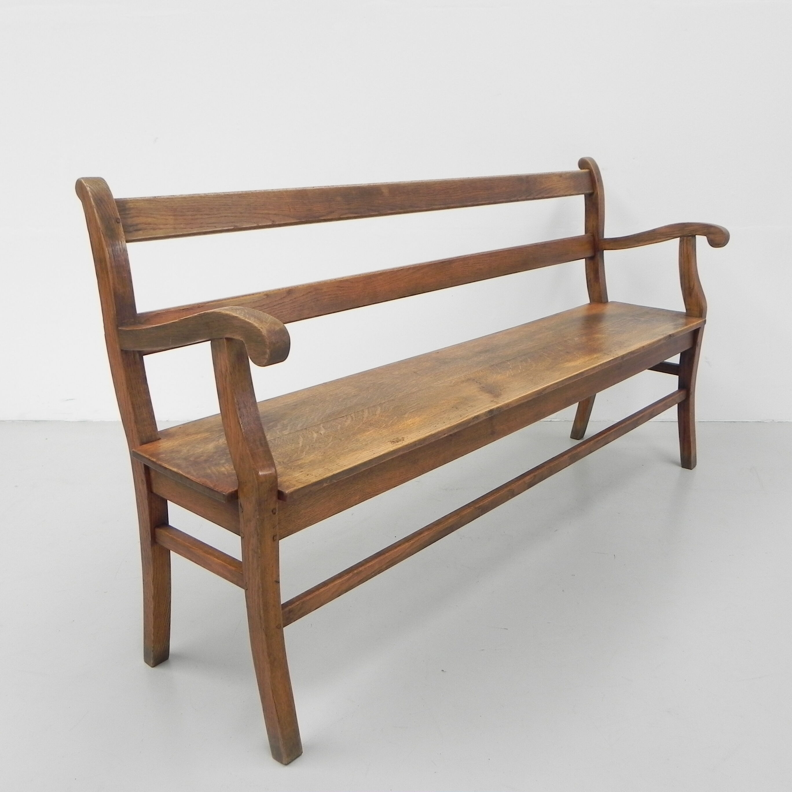 Oak cafe sofa with armrests 160 cm long