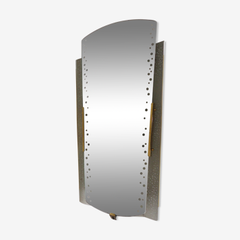 Mirror illuminating perforated sheet metal and brass, design 50 years