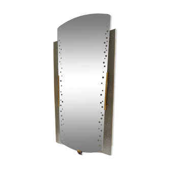 Mirror illuminating perforated sheet metal and brass, design 50 years