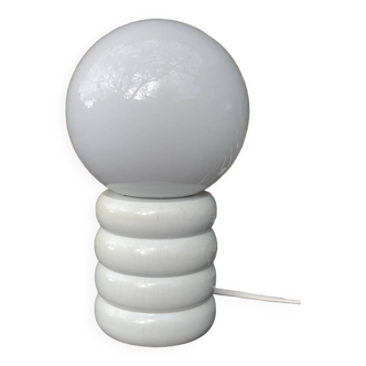 70s wood and opaline lamp