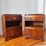 Pair of Art Deco walnut bedside tables