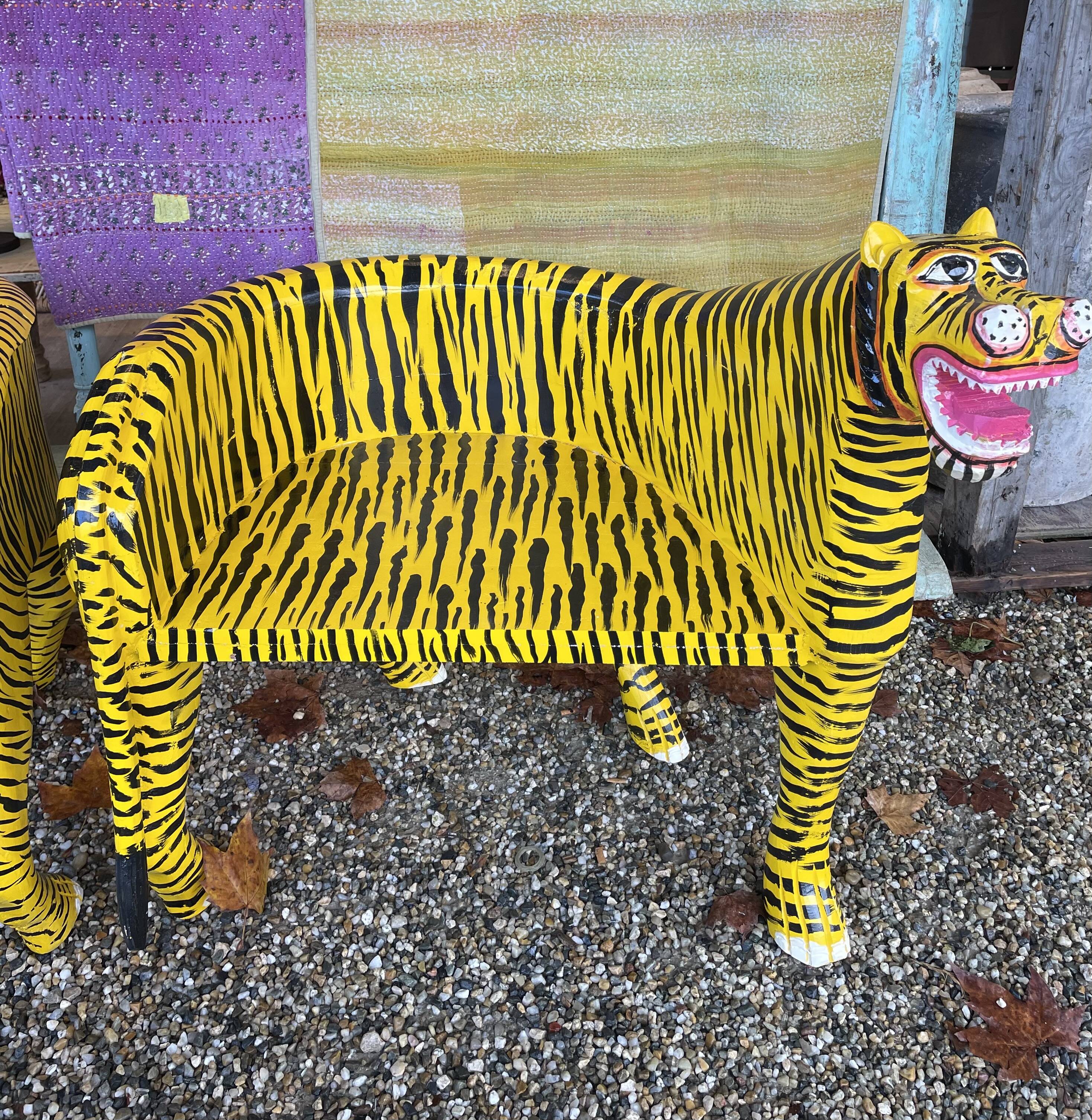 Painted wooden tiger chair