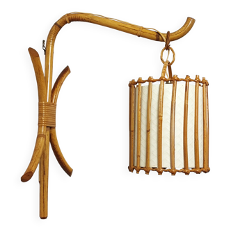 Rattan and bamboo wall lamp XL