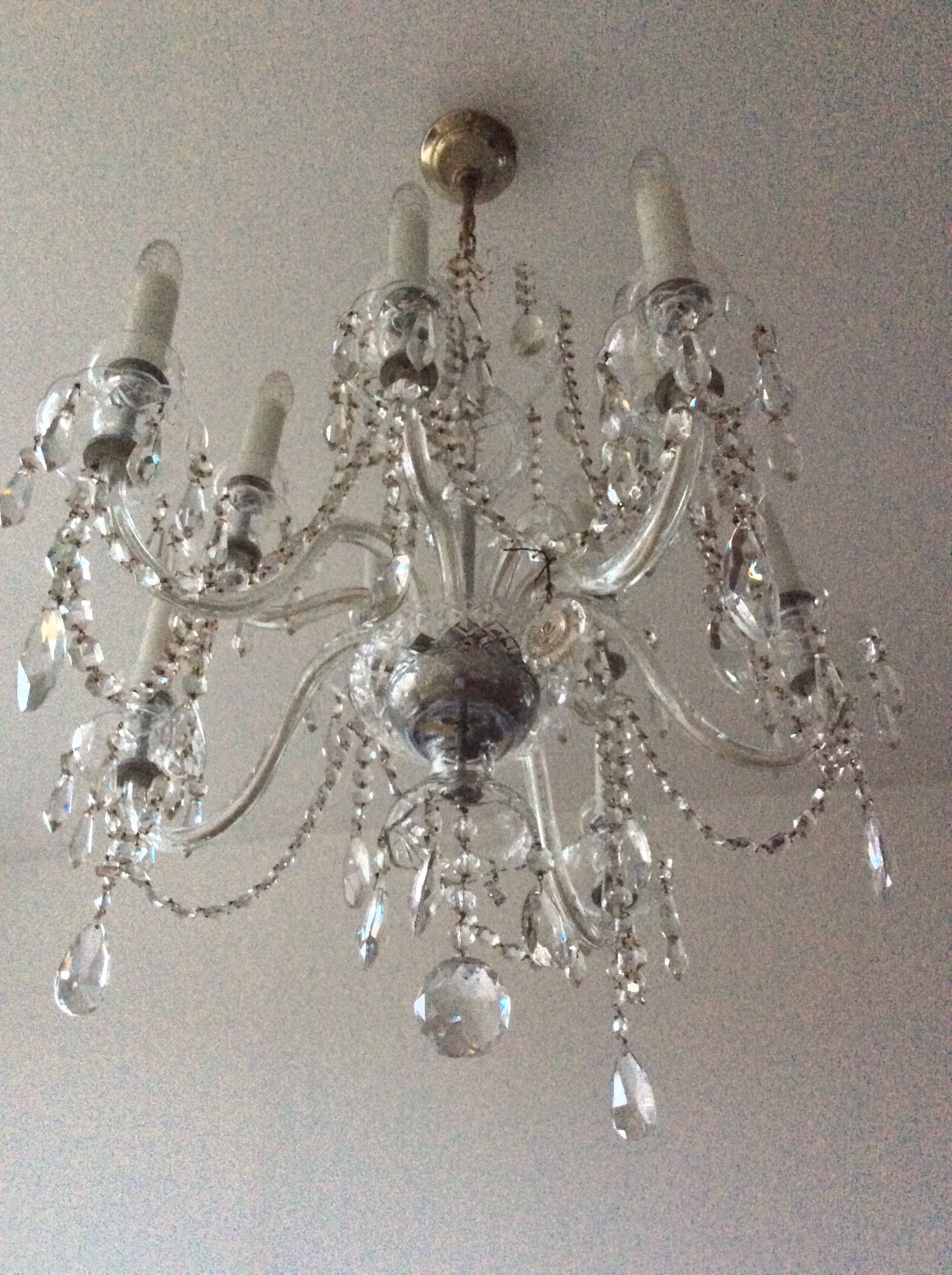 Old bohemian crystal chandelier for Deknudt
