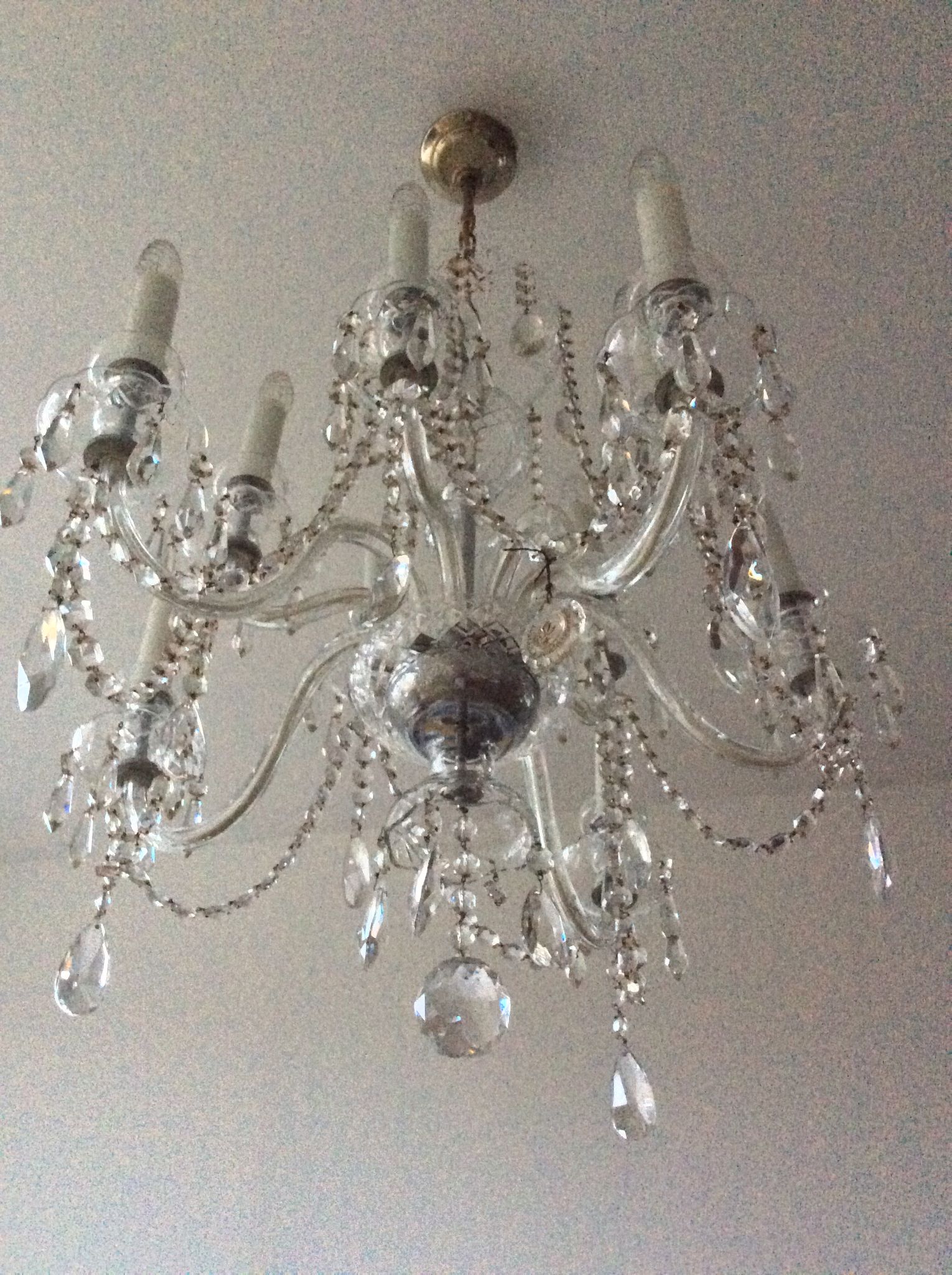 Old bohemian crystal chandelier for Deknudt