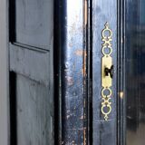 Large French ebonised mirror cabinet, circa 1850