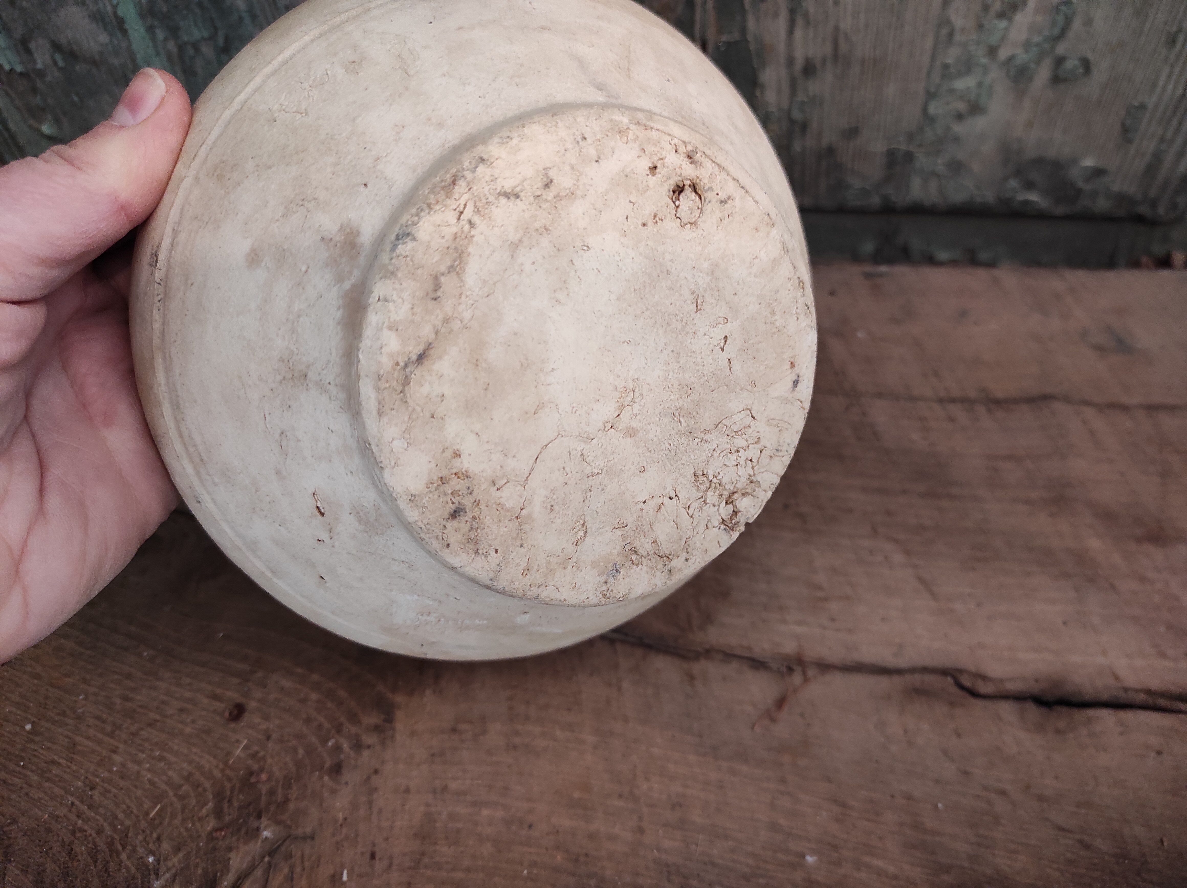 Vintage French salad bowl in white clay