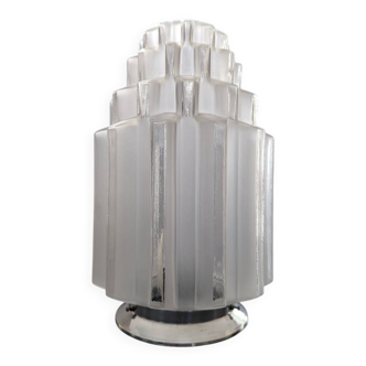 Vintage Skyscraper ceiling light, table lamp with opalescent glass globe.