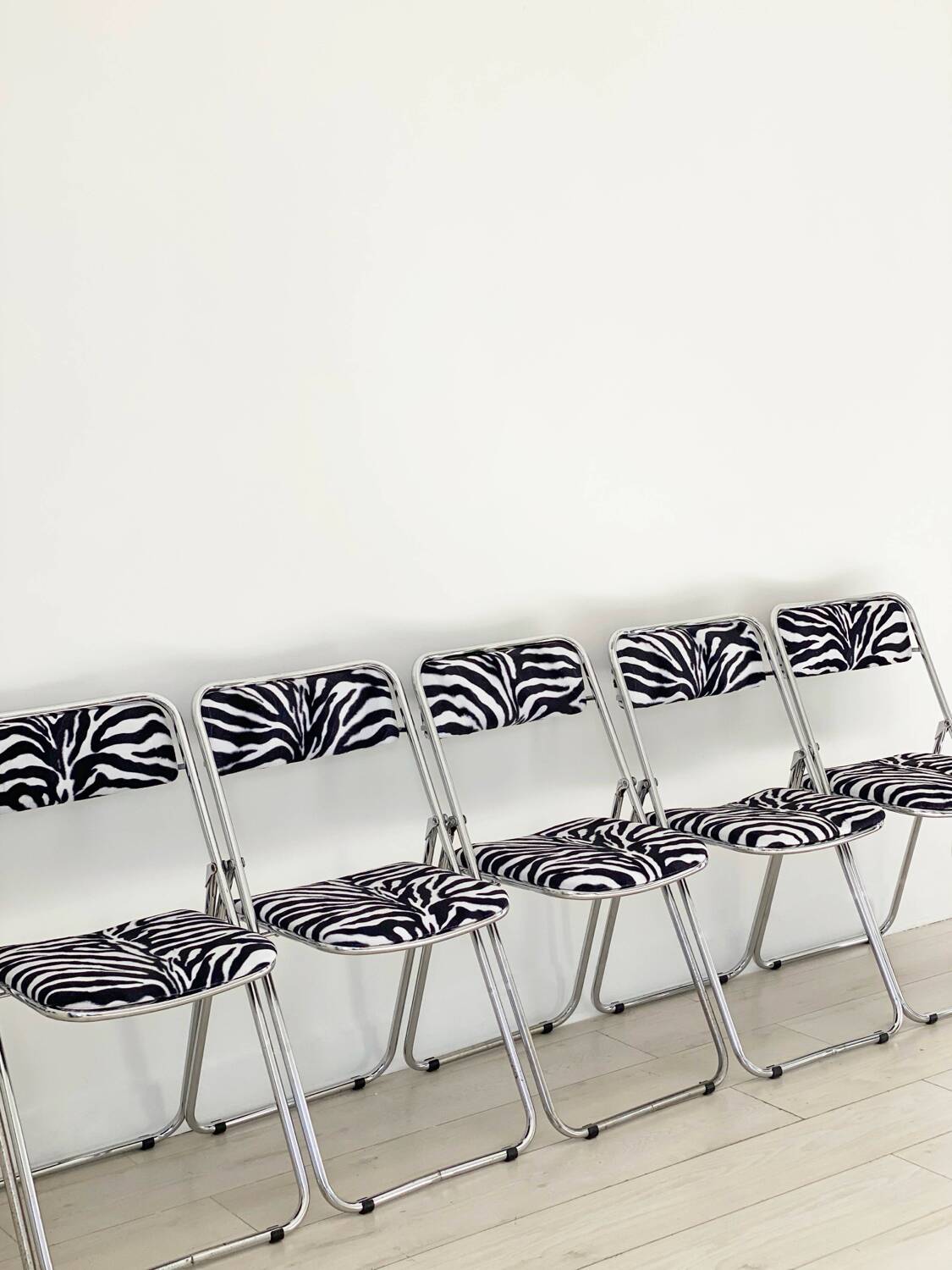 6 chaises pliante vintage 1970  zèbre
