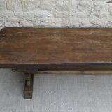 Ancient solid wooden monastery bench, 180 cm length