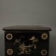 20th century Indian wooden box black lacquer decorated with animals with gold highlights