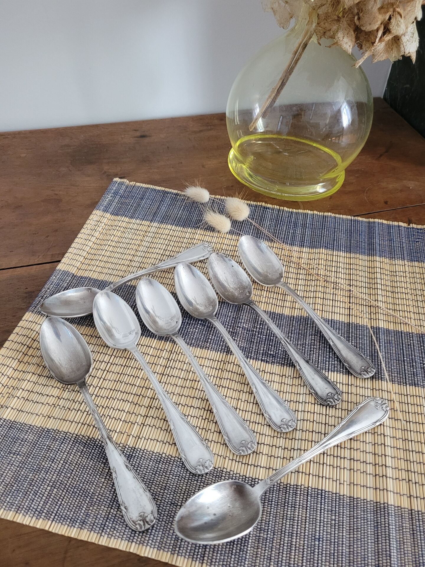 Set of 8 small silver spoons