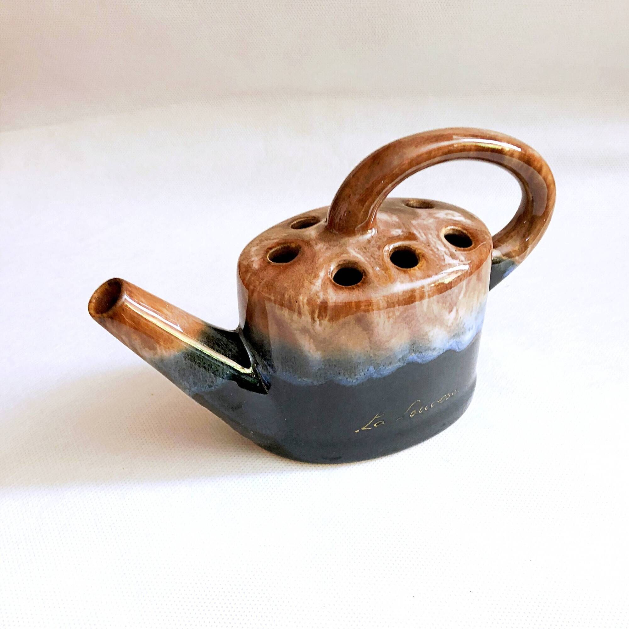 Flower spike vase in the shape of a watering can style Vallauris France