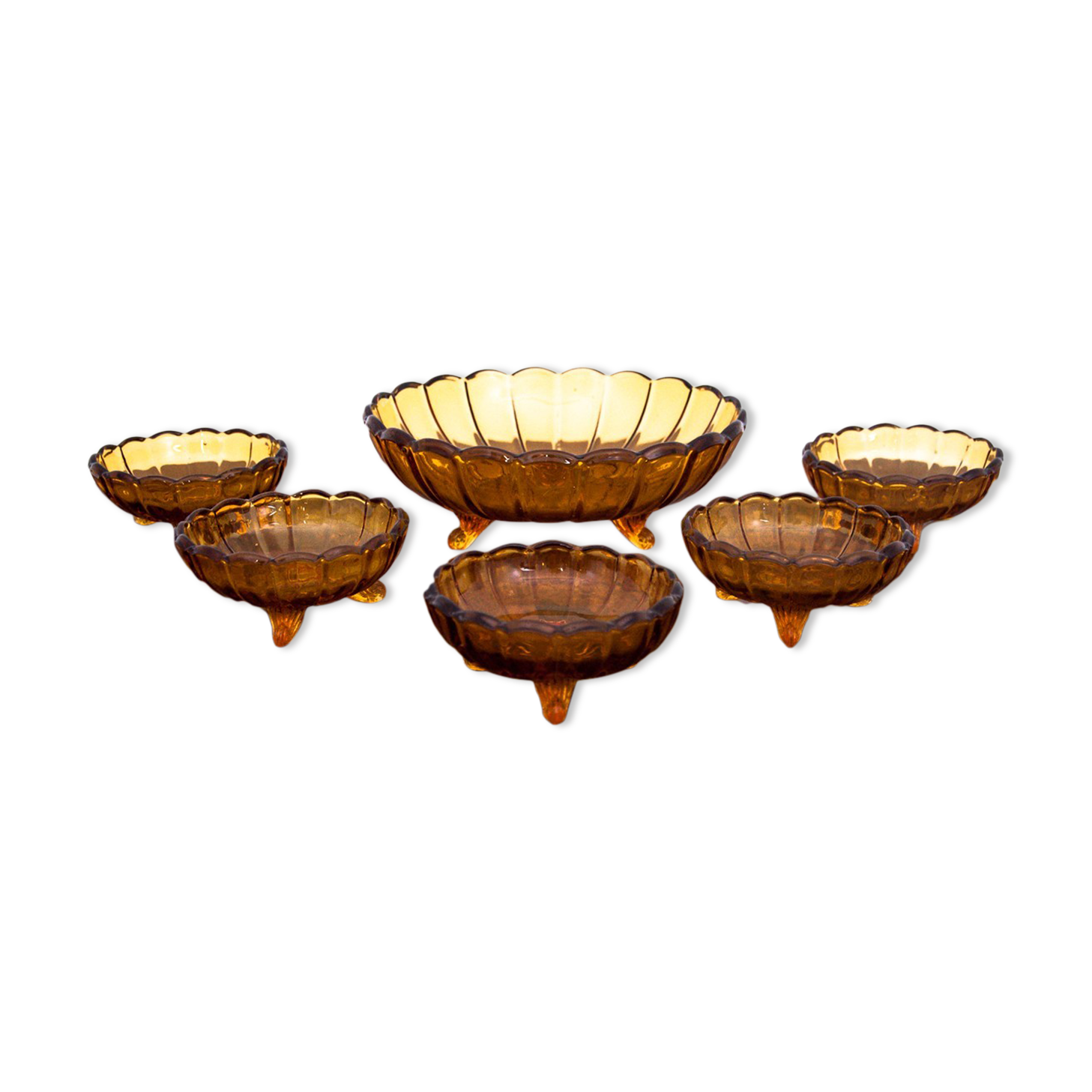 A set of 6 glass platters, Poland, 1970s