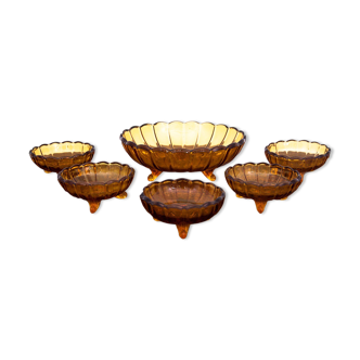 A set of 6 glass platters, Poland, 1970s