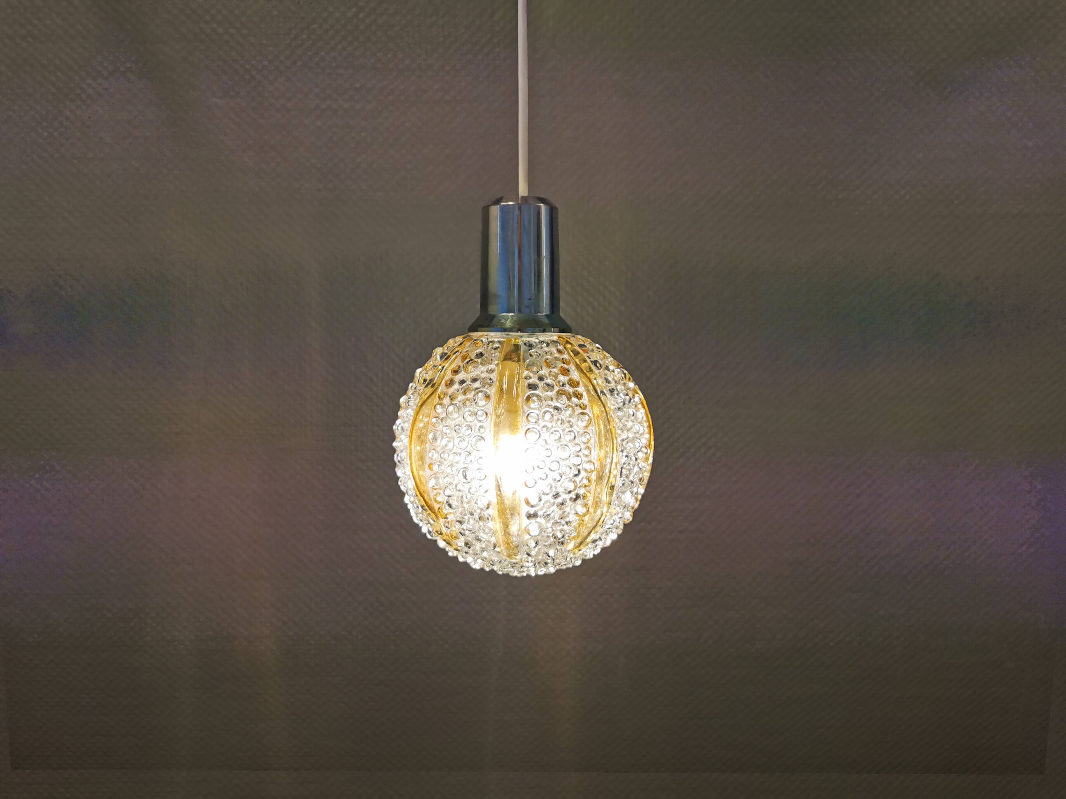 Small Danish hanging lamp in glass.