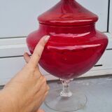 cut with standing lid Murano empoli italy red orange