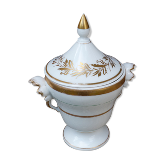 Drageoir jam maker in white Paris porcelain and Empire gold