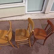 Set of 16 mismatched wooden bistro chairs - vintage - luterma