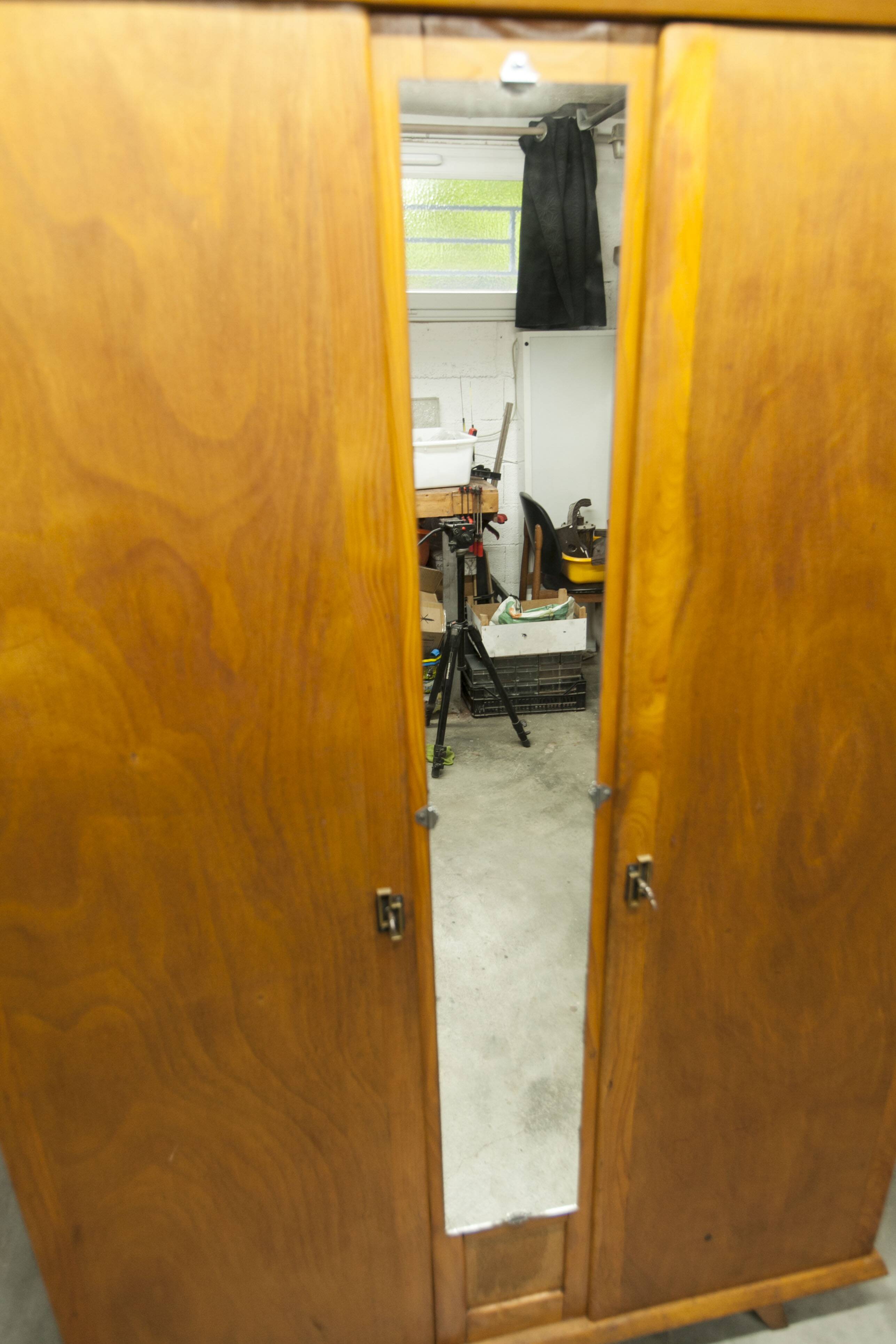 1950s Parisian wardrobe with mirror, 135 x 19 cm