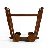 Beautiful, unique 1930s tea trolley bar cart made of solid oak wood