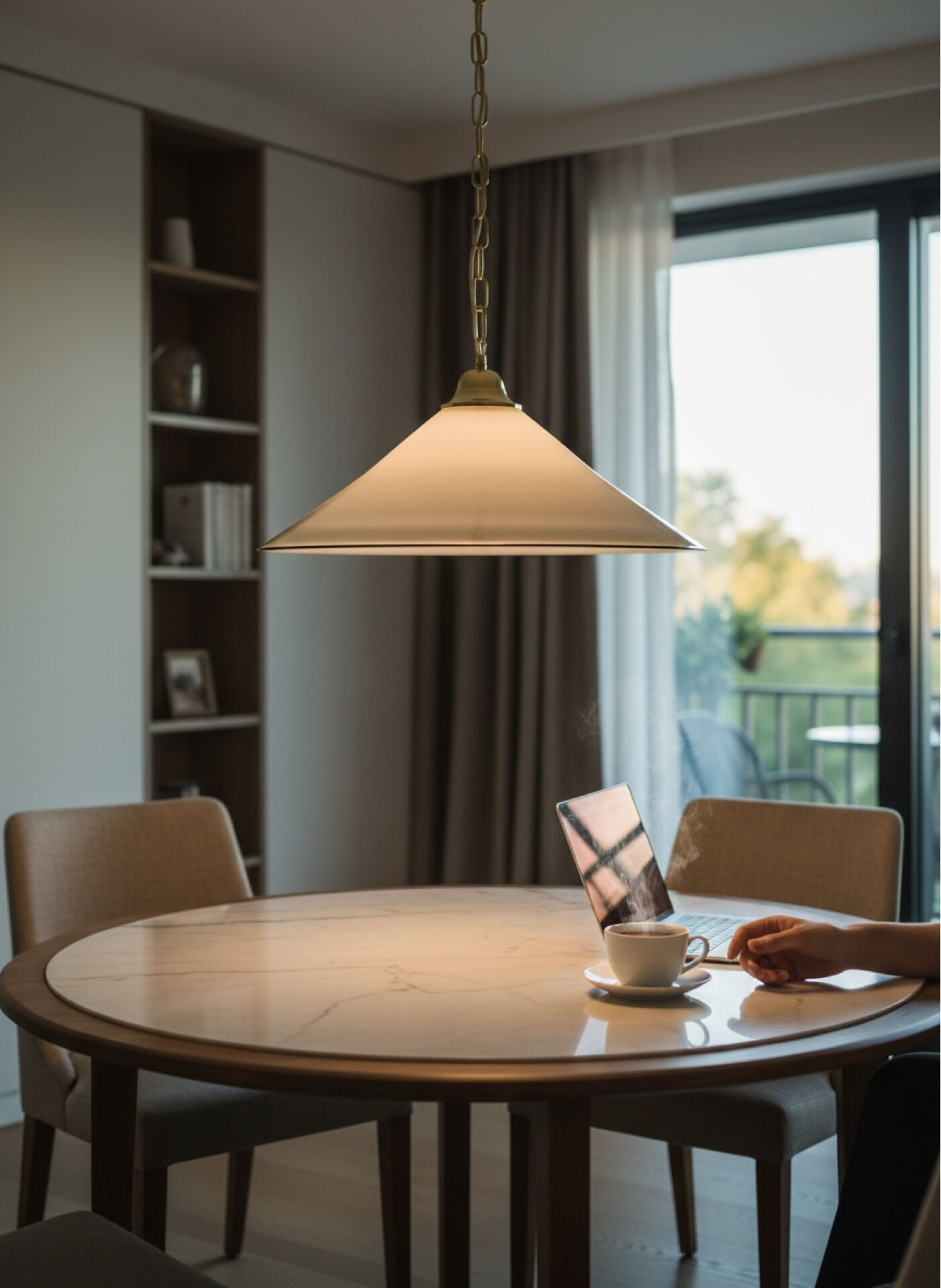 White Murano Glass Pendant Light with Black Rim, Italy, Mid-Century