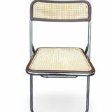 Chrome caned folding chair