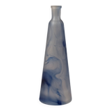 Conical soliflore vase in mixed blue and white glass