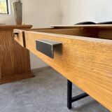 Modernist 50s oak metal desk
