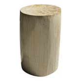 Small accent table in speckled white beige petrified wood H29 D18 - 3327
