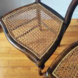 Pair of chairs from the early 20th century, Napoleon III style, with caned seats.