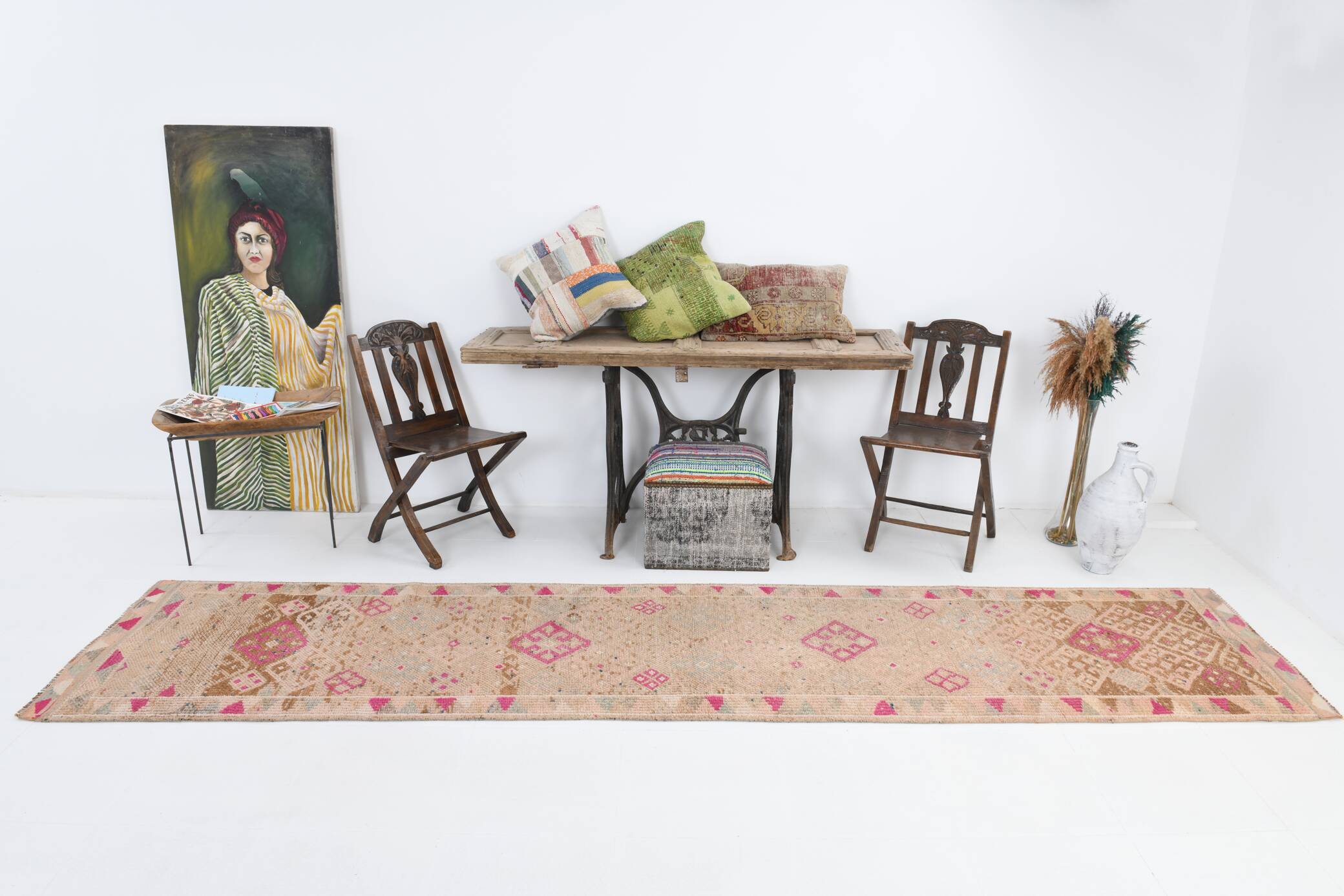 3x12 Turkish Vintage Runner Rug, 80x377Cm