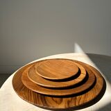 Set of 4 flat monoxyl teak trays
