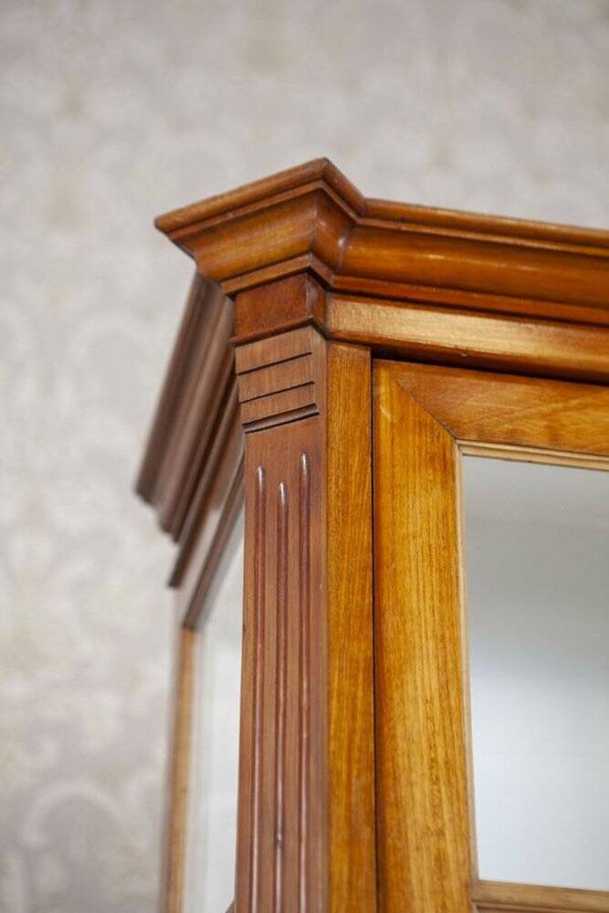 Mid-20th Century Single-Leaf Beech Display Cabinet, 1940s