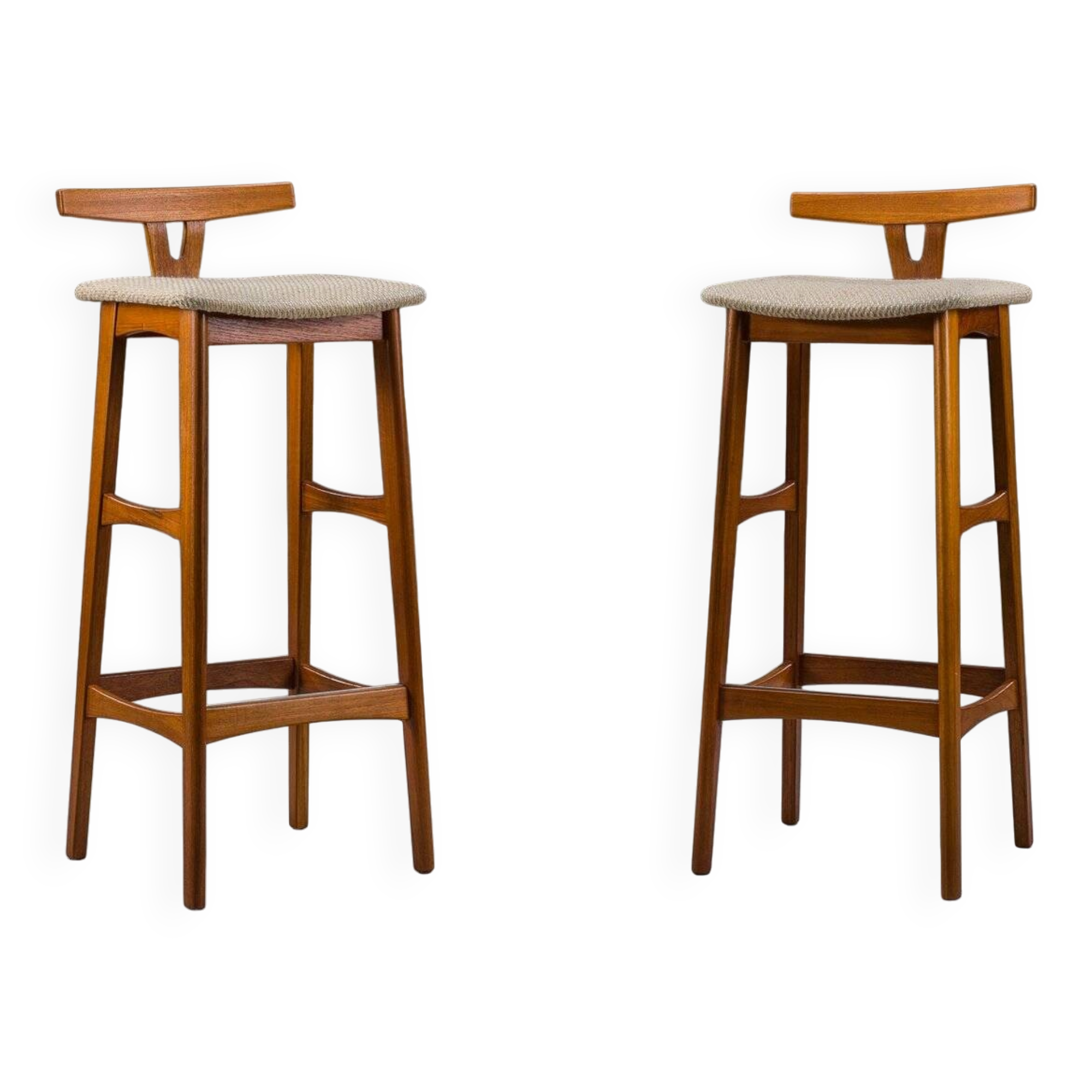 Tabourets de bar en teck danois moderne par Dyrlund, Danemark, années 1960, ensemble de 2.