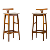 Danish modern teak bar stools by Dyrlund, Denmark, 1960s, set of 2