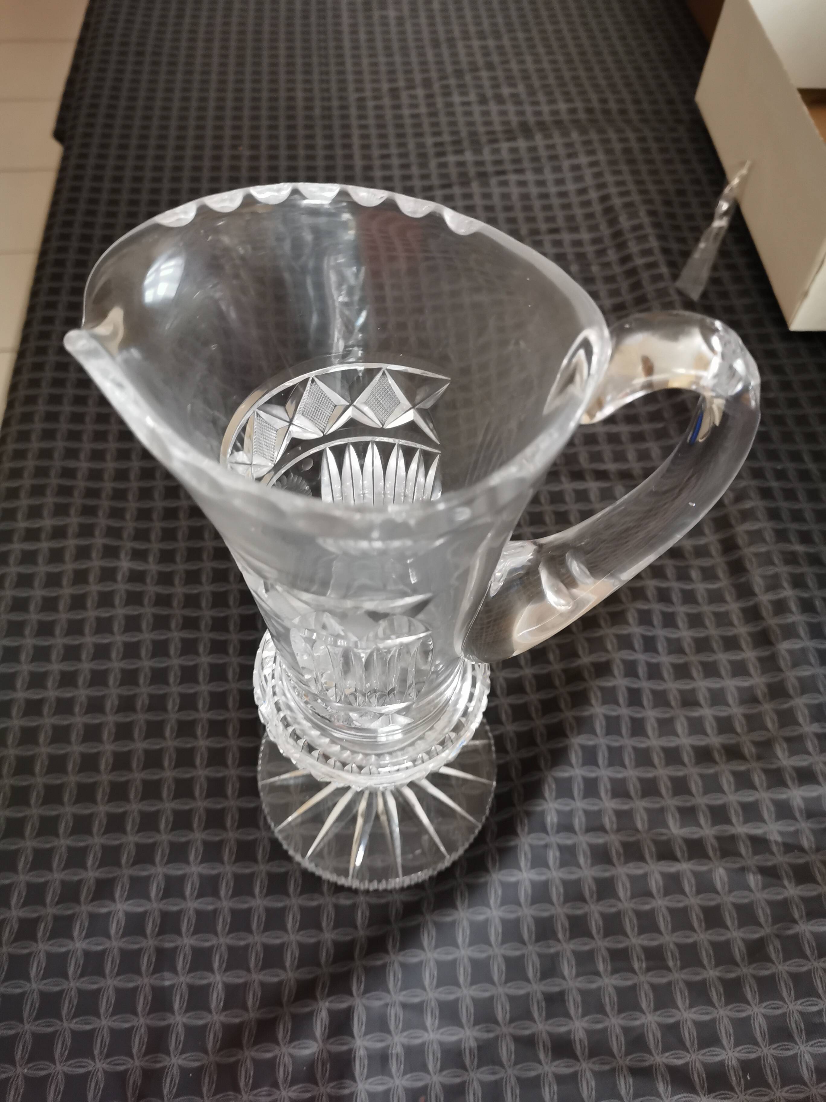 Crystal pitcher. Crystal jug.
