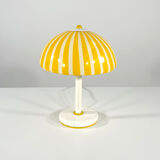 Lampe de table à rayures jaune en verre de murano par dv, 1970