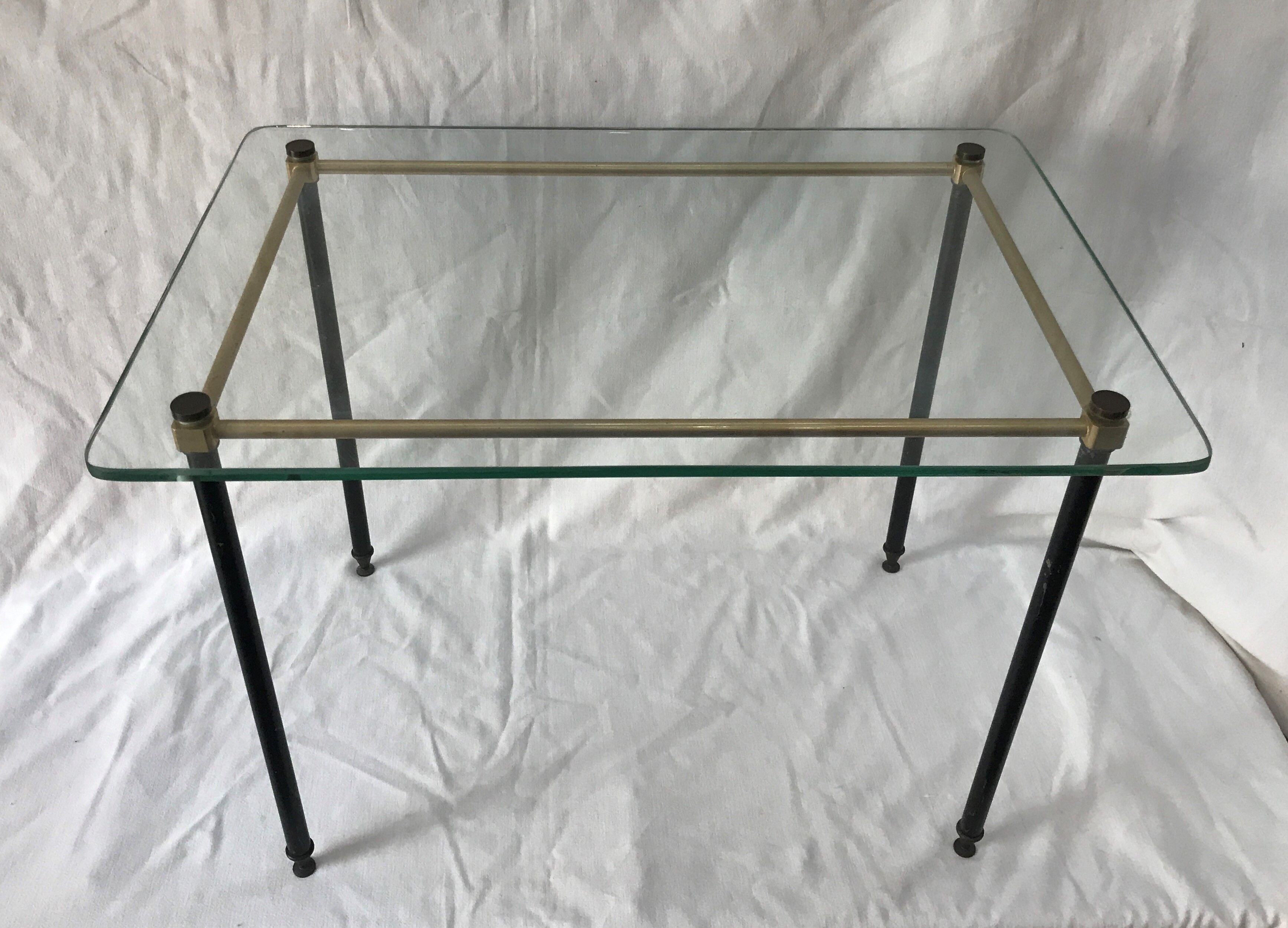 Pull out tables in glass and brass 1950