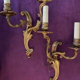 Paire appliques bronze doré, 1950