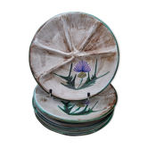 4 assiettes à compartiments Vallauris décor chardons