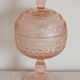 Drageoir or sugar bowl in pink molded glass, rosaline