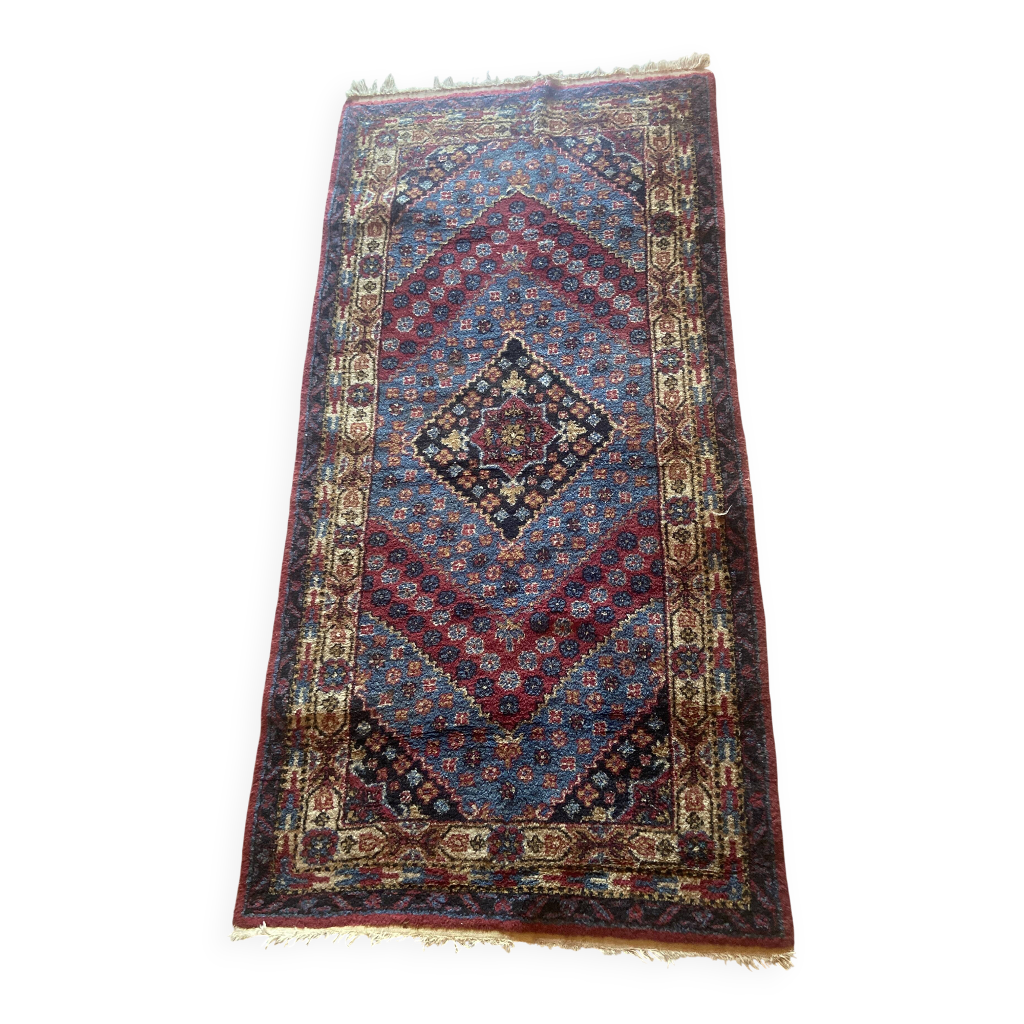 Tapis d'Orient persan ancien en laine à médaillon central