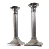 Pair of vintage silver column candlesticks